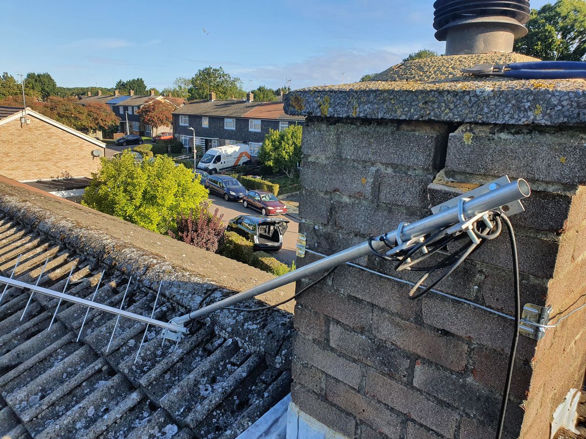 TV aerial installed on a chimney stack in Stevenage