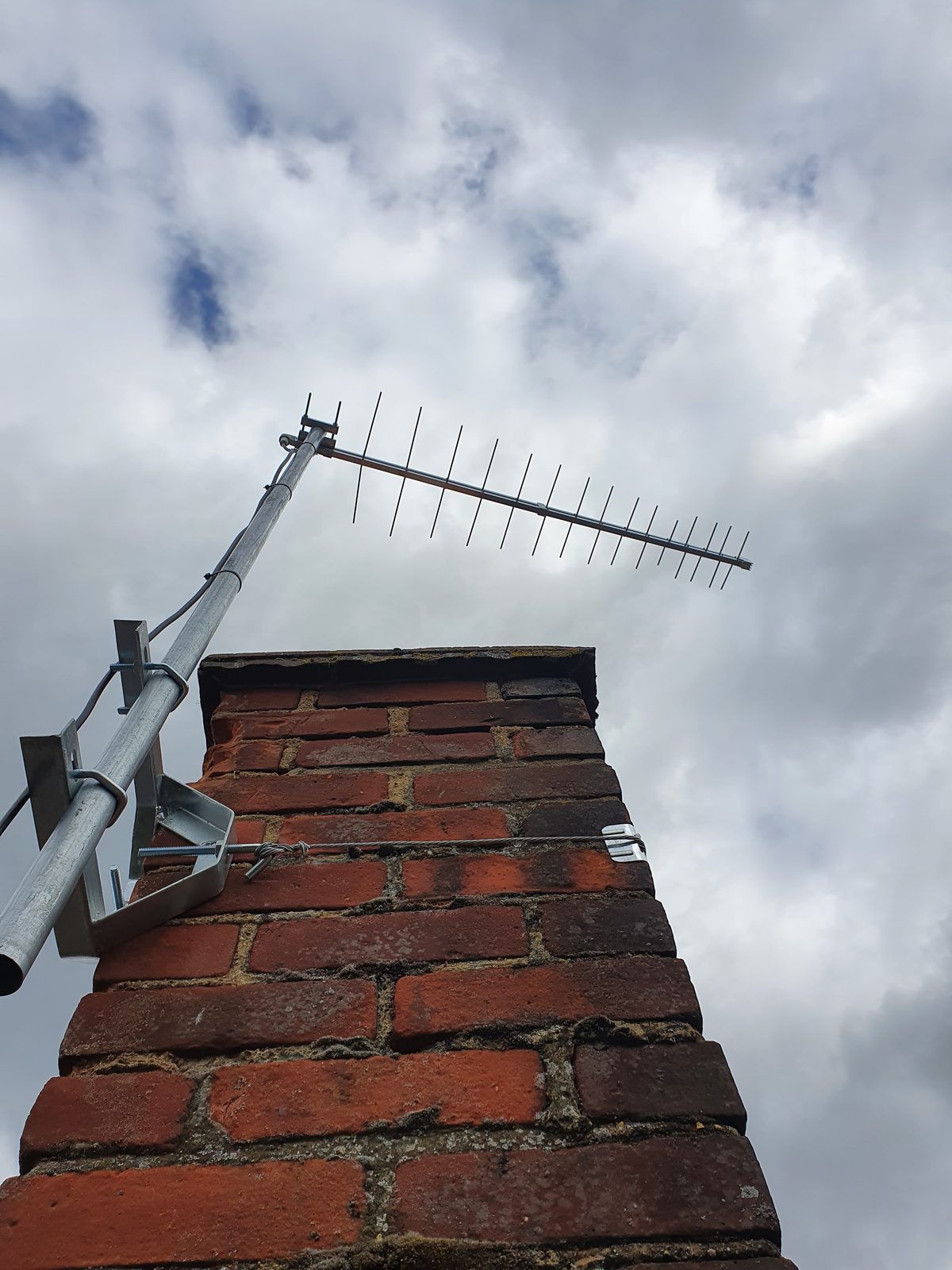 TV aerial installed on a chimney stack in Welwyn